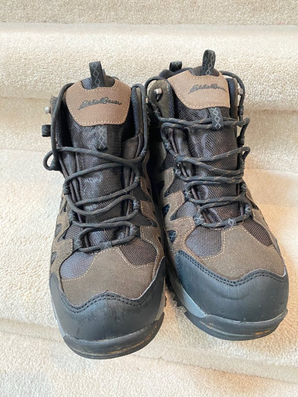 Eddie Bauer Men's Brown and Black Hiking Boots Size 11